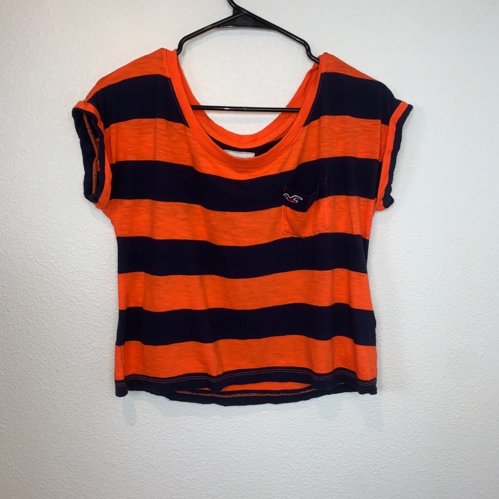 Hollister Striped Crop Top With Pocket